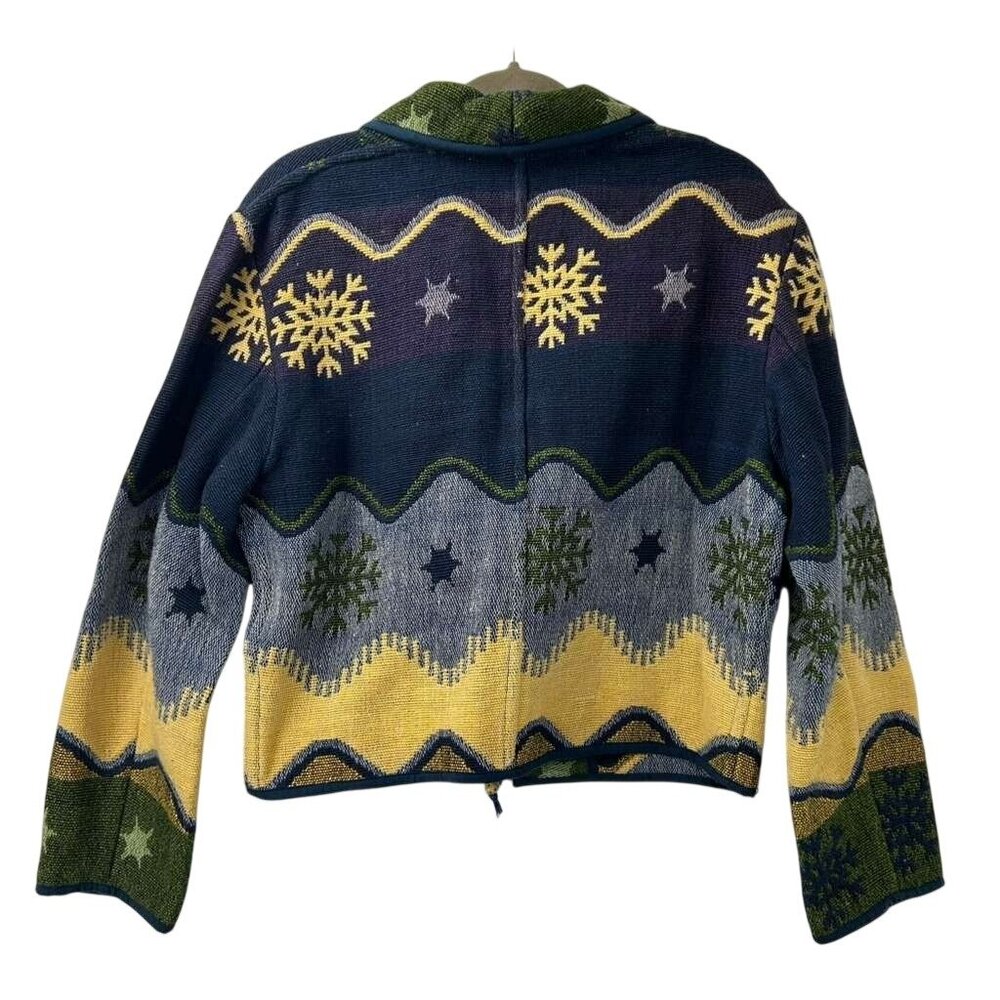 Flashback Women's M Snowflake Cardigan Sweater Shawl Collar Southwestern - Picture 2 of 12